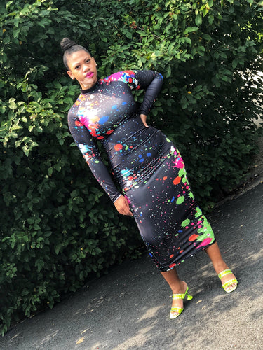 Graffiti Midi Bodycon (Plus Size Available)