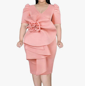 Scuba Floral Dress - Plus Size Available