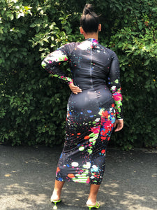 Graffiti Midi Bodycon (Plus Size Available)