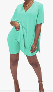 Solid Batwing Short Sets (Plus Size Available)