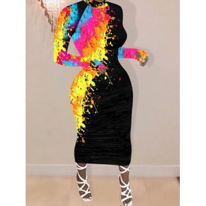 Graffiti Midi Bodycon (Plus Size Available)