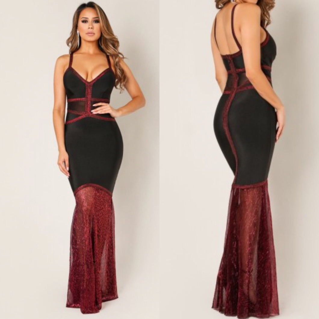 Mrs. Chris Kringle Maxi Bandage Dress