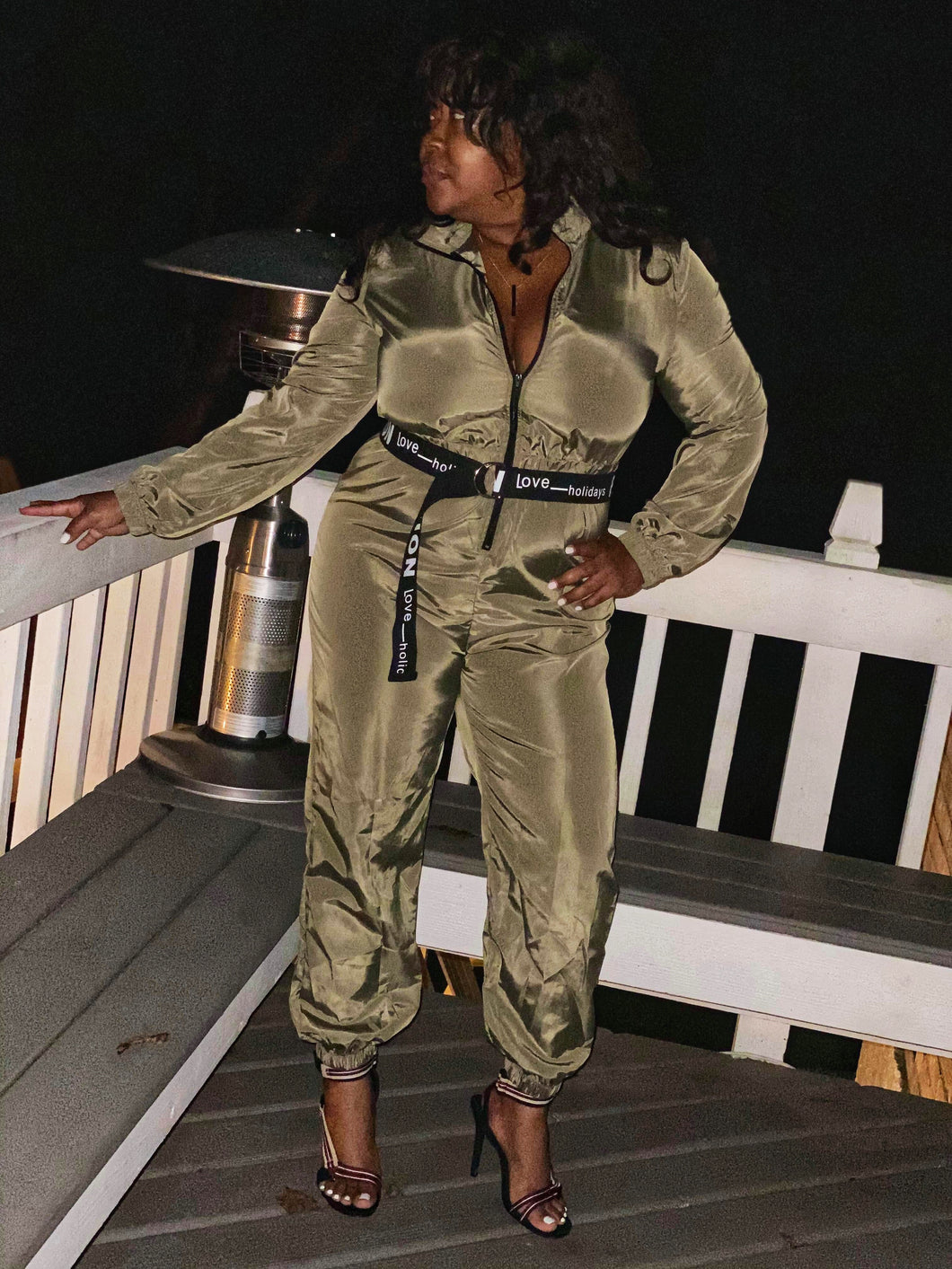 Khaki Boiler Babe Suit (Plus Size Available)