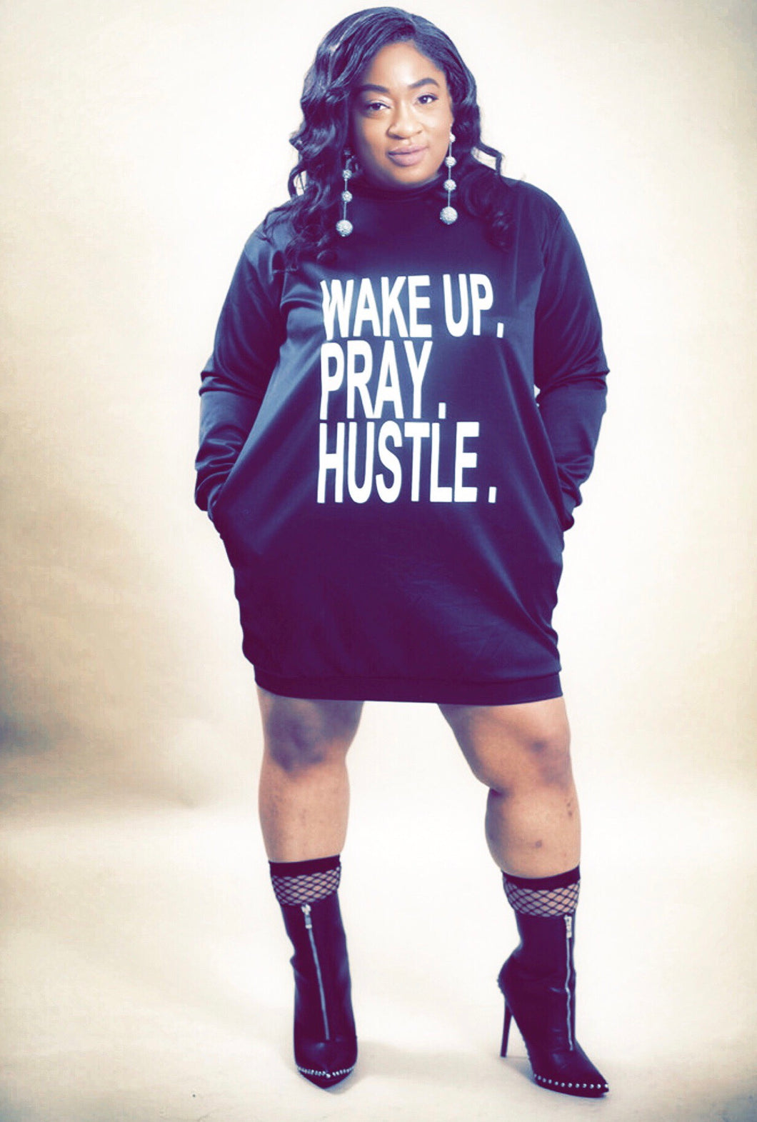 Wake Up. Pray. Hustle. Sweatshirt Dress